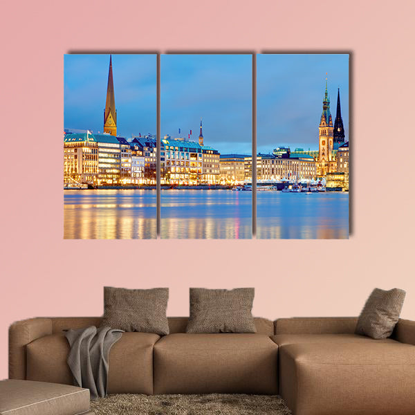 Hamburg, Germany Old town hall, city and river alster wall art