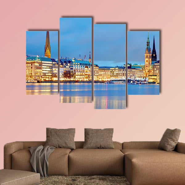 Hamburg, Germany Old town hall, city and river alster wall art