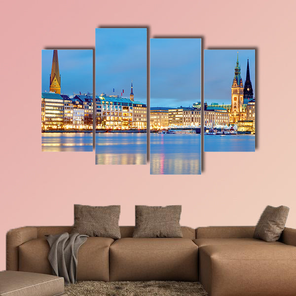 Hamburg, Germany Old town hall, city and river Alster wall art