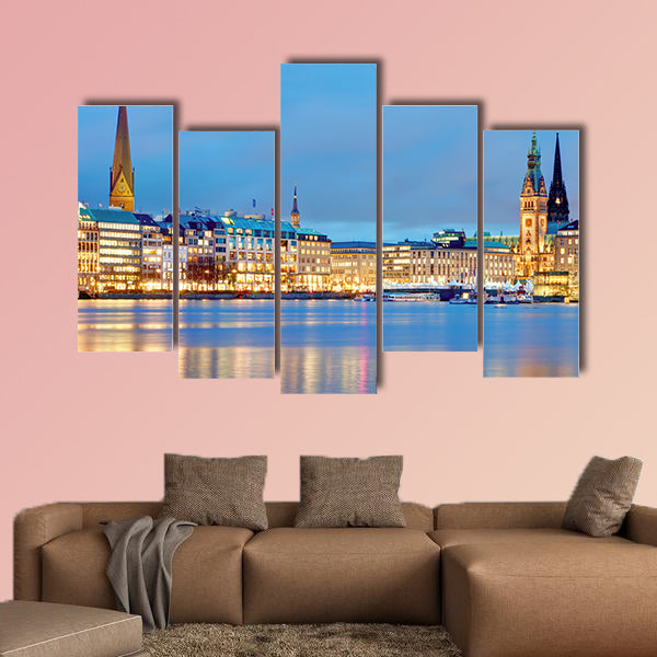 Hamburg, Germany Old town hall, city and river Alster wall art