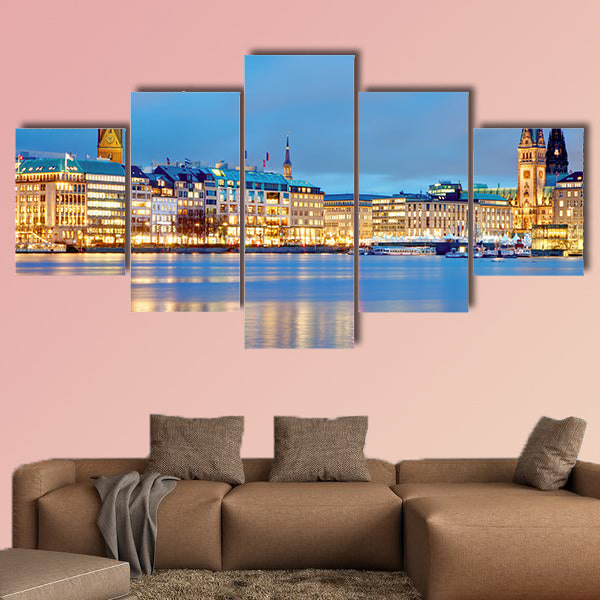 Hamburg, Germany Old town hall, city and river Alster wall art