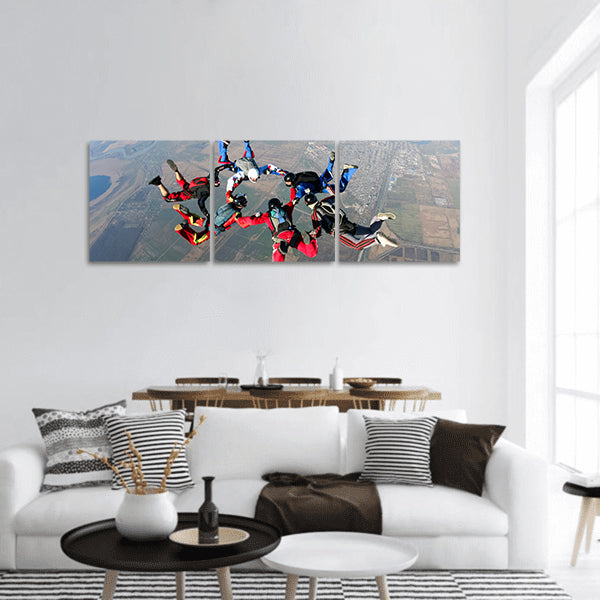 Skydiving photo panoramic canvas wall art