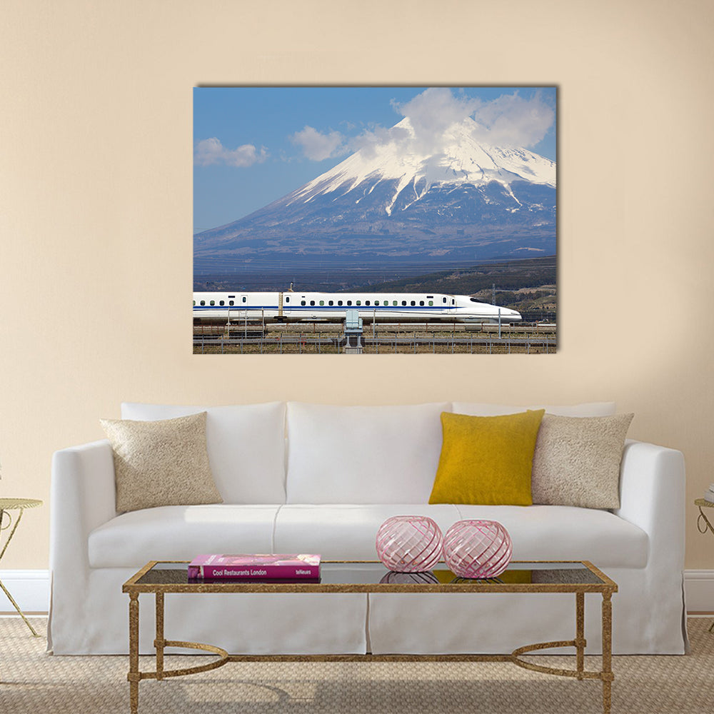 View of Mt Fuji and Tokaido Shinkansen, Shizuoka, Japan, Wall Art