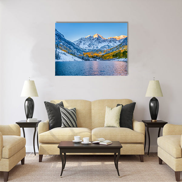 Maroon bells at sunrise, Apen, CO Multi panel canvas wall art