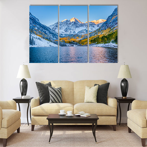 Maroon bells at sunrise, Apen, CO Multi panel canvas wall art