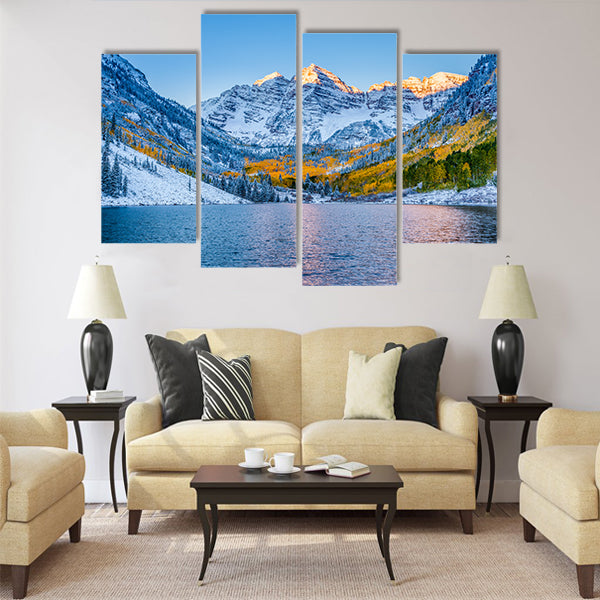 Maroon bells at sunrise, Apen, CO Multi panel canvas wall art