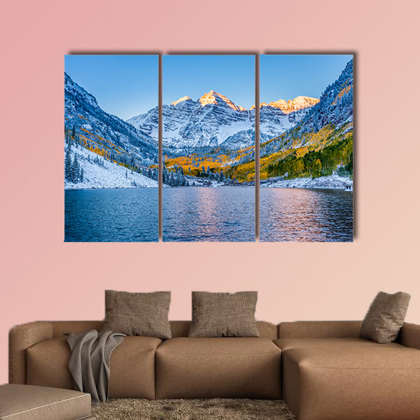 Maroon bells at sunrise, Apen, CO multi panel canvas wall art