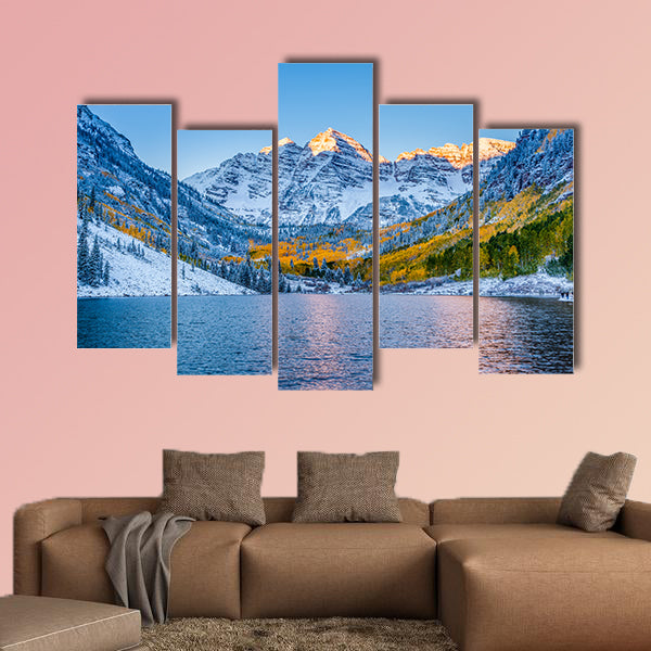 Maroon bells at sunrise, Apen, CO multi panel canvas wall art