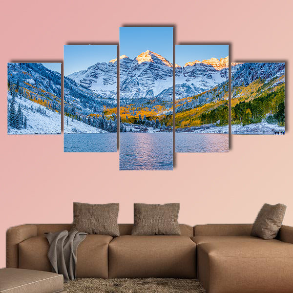 Maroon bells at sunrise, Apen, CO multi panel canvas wall art