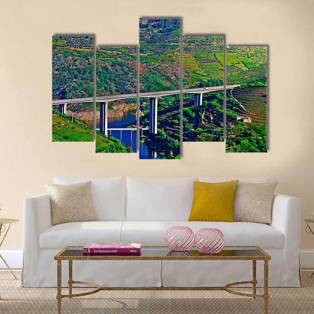 The Vineyards in the Valley of the River Douro, Portugal Multi panel Canvas Wall Art