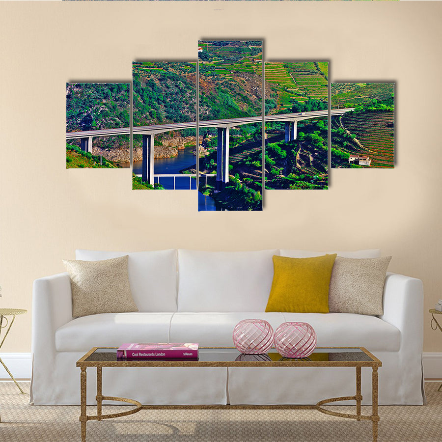 The Vineyards in the Valley of the River Douro, Portugal Multi panel Canvas Wall Art