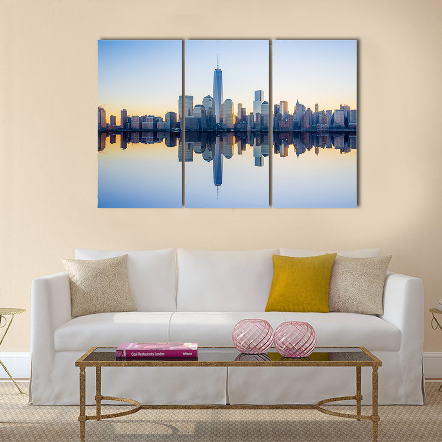 Manhattan Skyline twilight, New York City  Multi panel canvas wall art