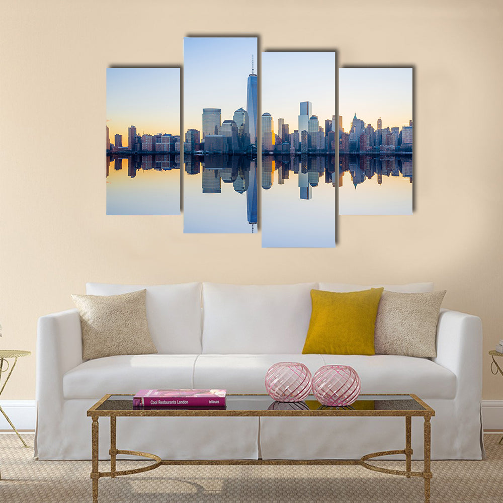 Manhattan Skyline twilight, New York City  Multi panel canvas wall art