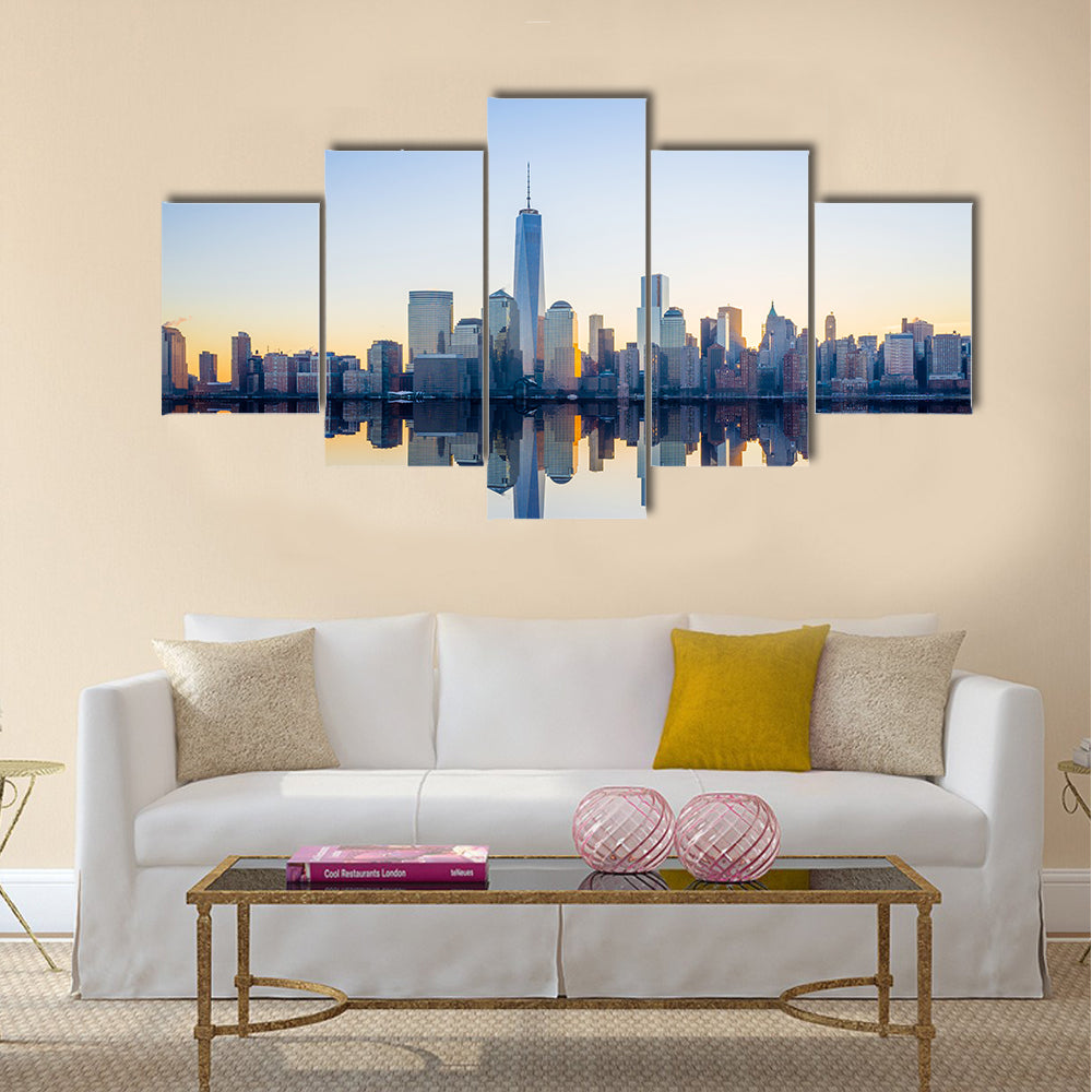 Manhattan Skyline twilight, New York City  Multi panel canvas wall art