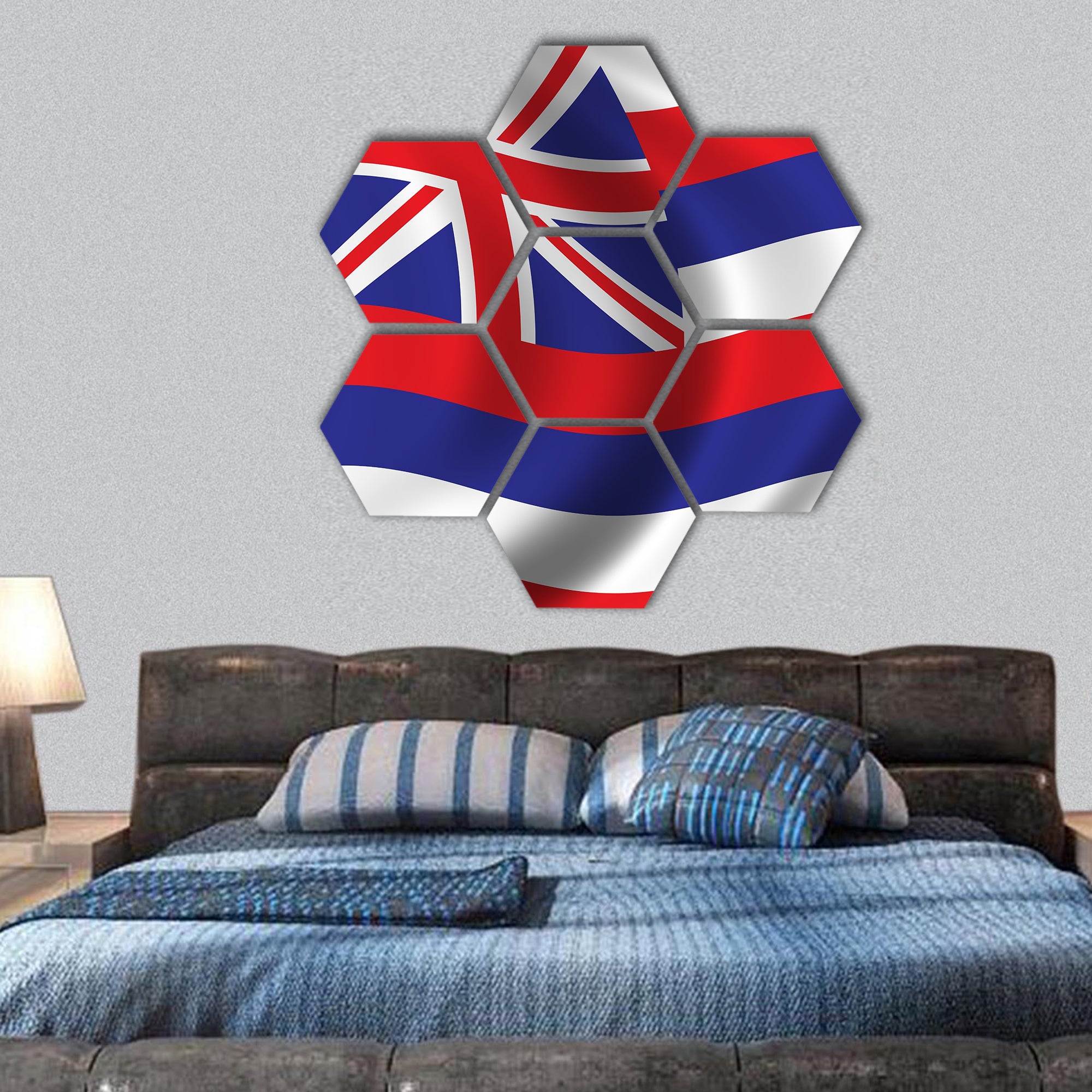 Flag of Hawaii waving in the wind hexagonal canvas wall art