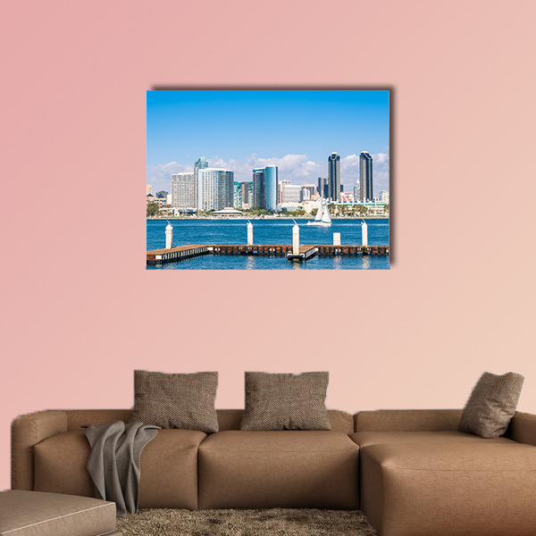 San Diego Skyline from Coronado Island Multi panel canvas wall art