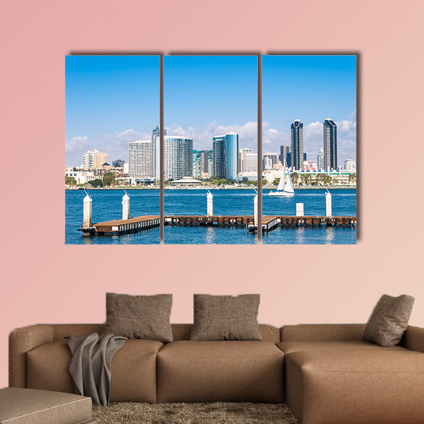 San Diego Skyline from Coronado Island Multi panel canvas wall art