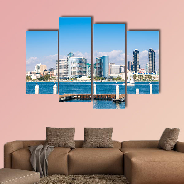San Diego Skyline from Coronado Island multi panel canvas wall art
