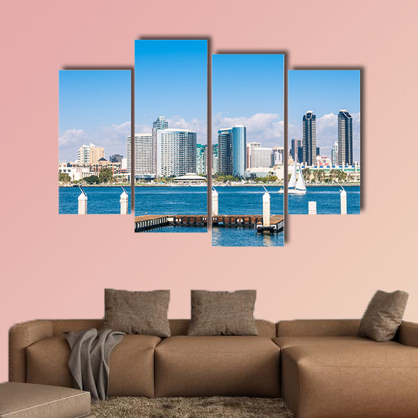San Diego Skyline from Coronado Island Multi panel canvas wall art