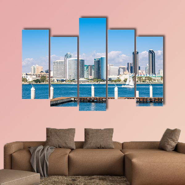 San Diego Skyline from Coronado Island Multi panel canvas wall art