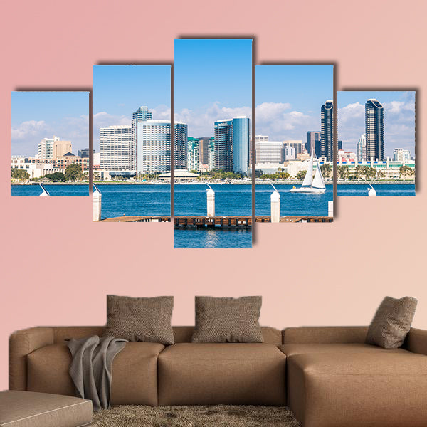San Diego Skyline from Coronado Island multi panel canvas wall art