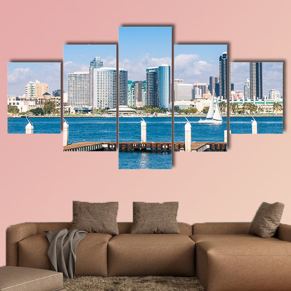 San Diego Skyline from Coronado Island Multi panel canvas wall art