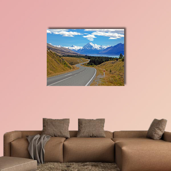 Driving towards Mount Cook New Zealand Multi panel canvas wall art
