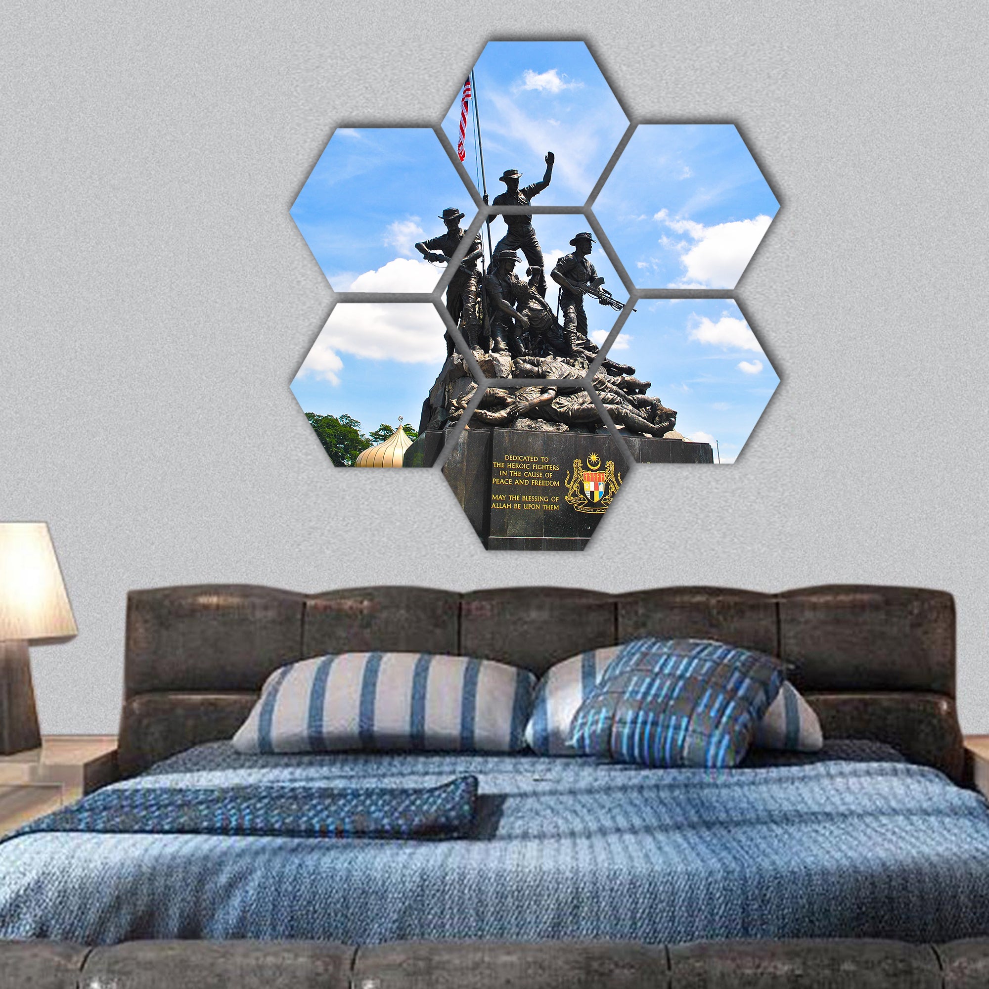 Malaysia's National Monument hexagonal canvas wall art
