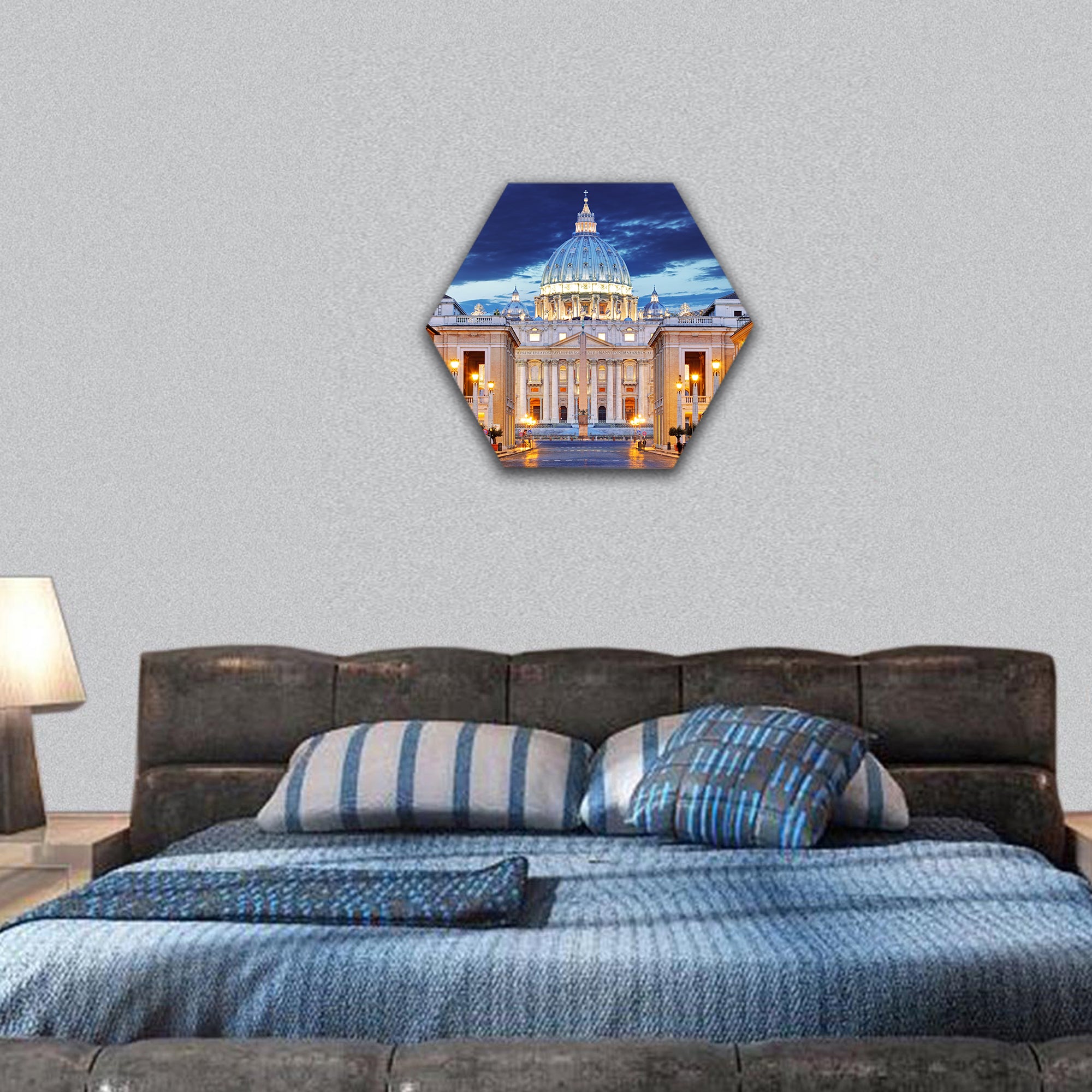 The Papal Basilica of Saint Peter in the Vatican hexagonal canvas wall art
