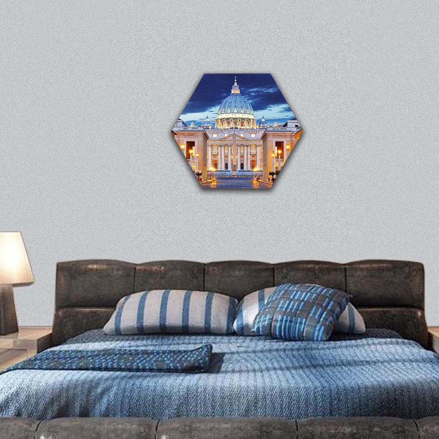 The Papal Basilica of Saint Peter in the Vatican hexagonal canvas wall art