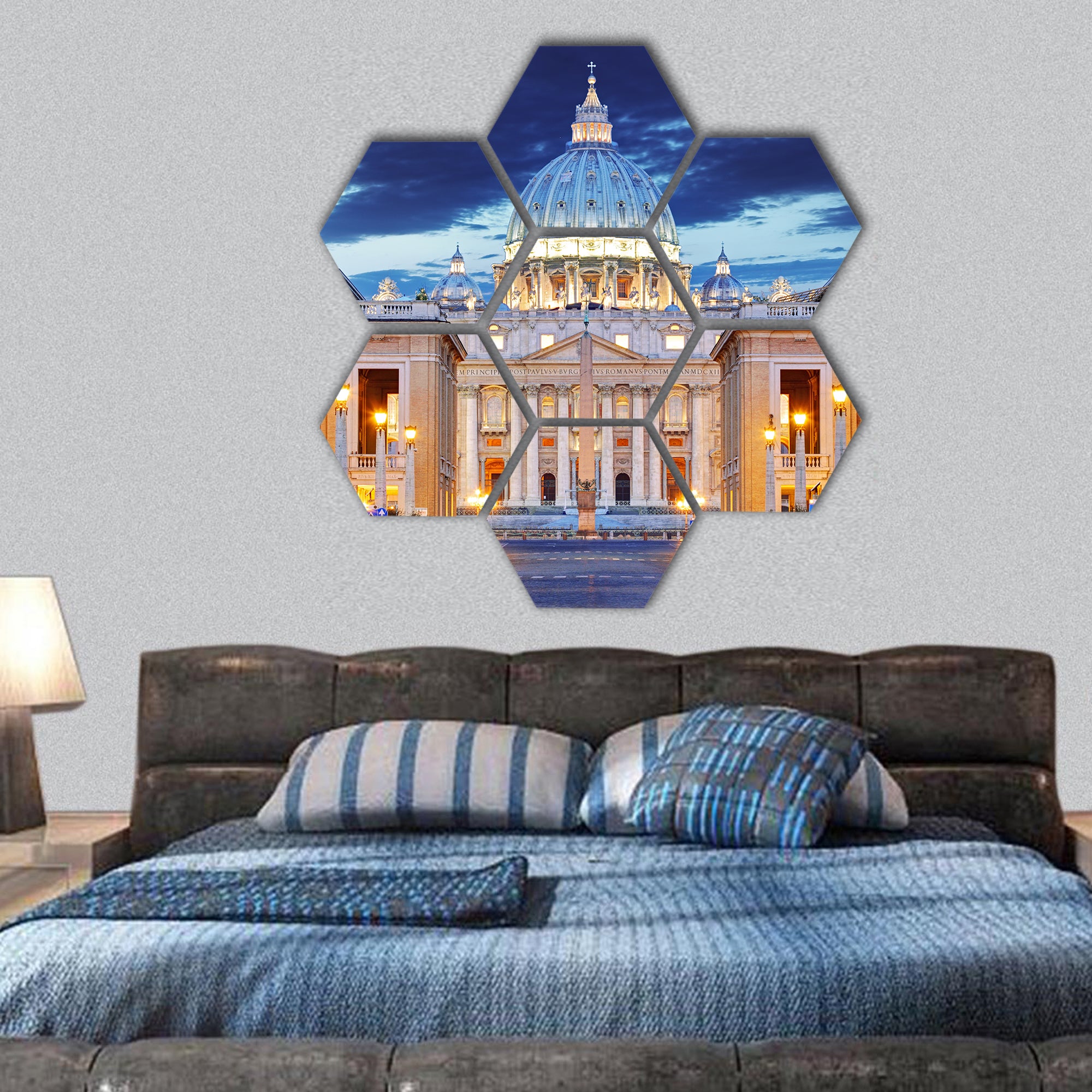 The Papal Basilica of Saint Peter in the Vatican hexagonal canvas wall art