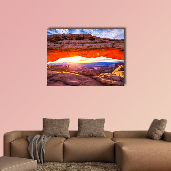 Sunrise at iconic Mesa Arch in Canyonlands National Park Multi panel canvas wall art