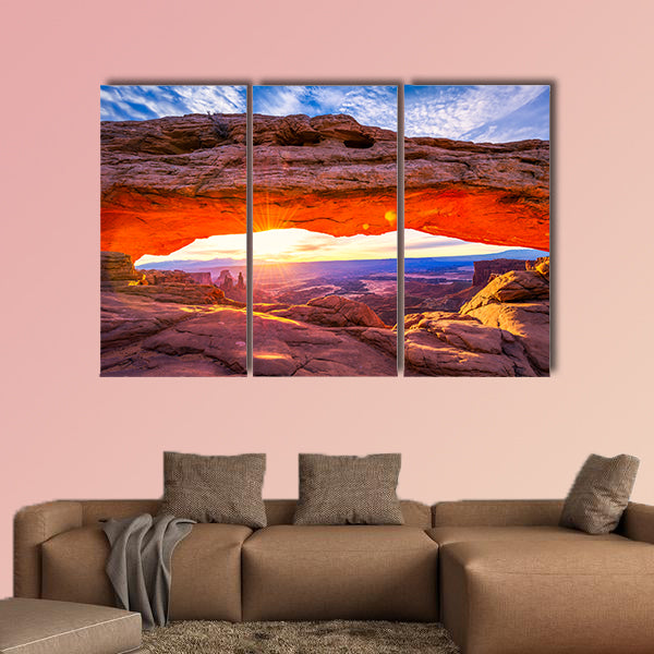 Sunrise at iconic Mesa Arch in Canyonlands National Park Multi panel canvas wall art
