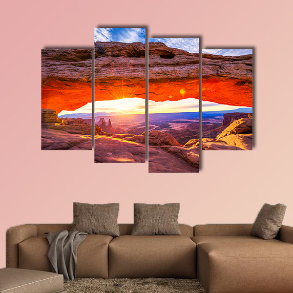 Sunrise at iconic Mesa Arch in Canyonlands National Park Multi panel canvas wall art