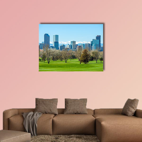 Sunny Denver Skyline, spring in Colorado multi panel canvas wall art