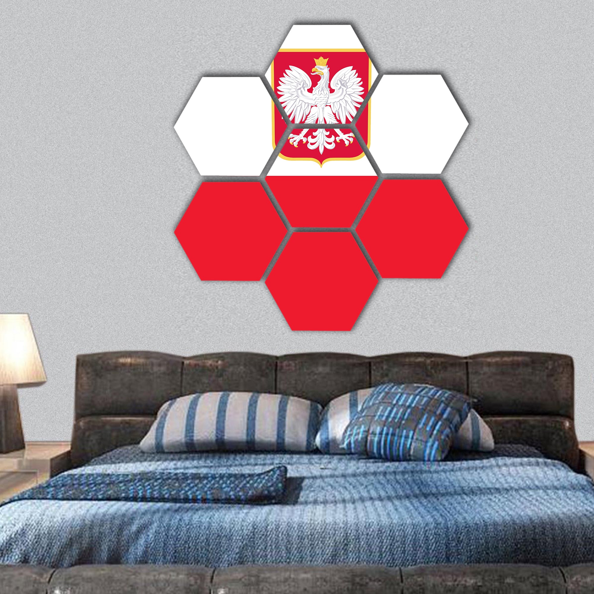Republic of Poland Flag hexagonal canvas wall art