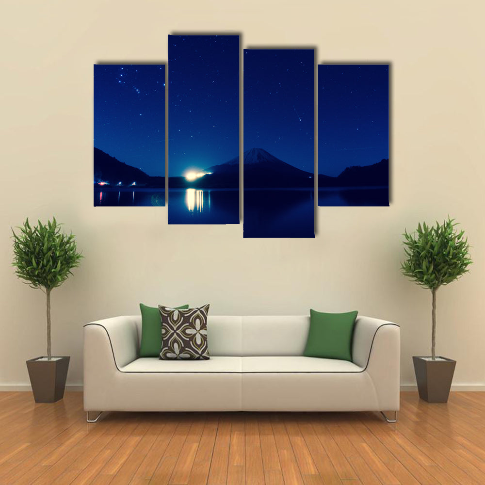 inverted image of Mount Fuji at night multi panel canvas wall art