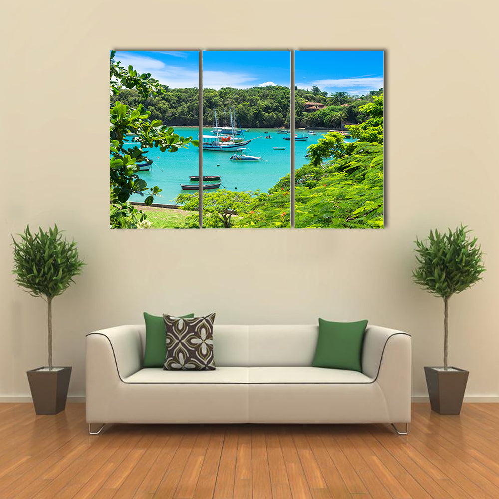 Scene Of A Lagoon In Buzios LandscapeIn Rio De Janeiro, Brazil, Multi Panel Canvas Wall Art