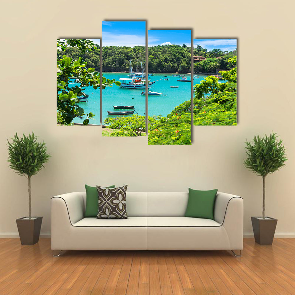 Scene Of A Lagoon In Buzios LandscapeIn Rio De Janeiro, Brazil, Multi Panel Canvas Wall Art