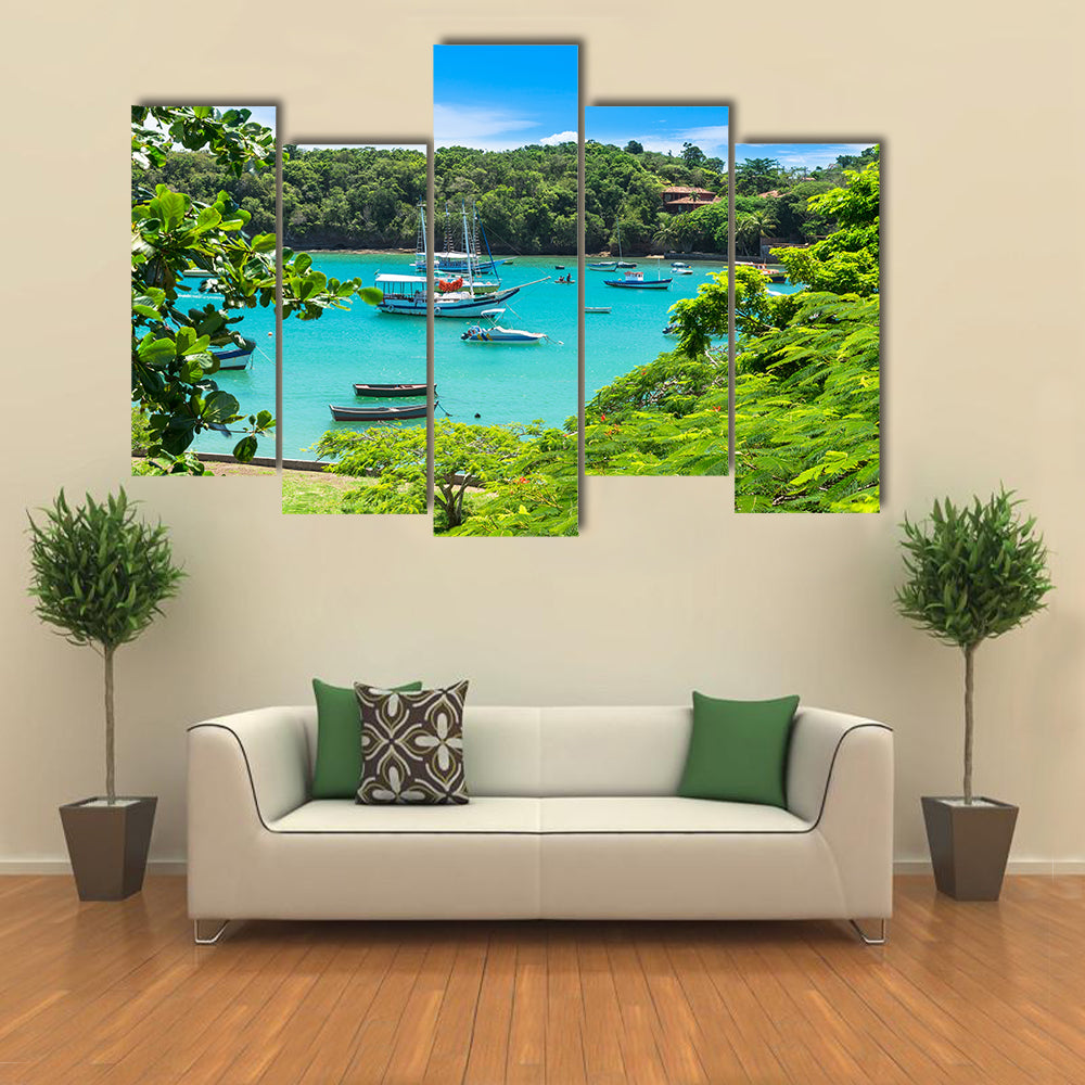 Scene Of A Lagoon In Buzios LandscapeIn Rio De Janeiro, Brazil, Multi Panel Canvas Wall Art
