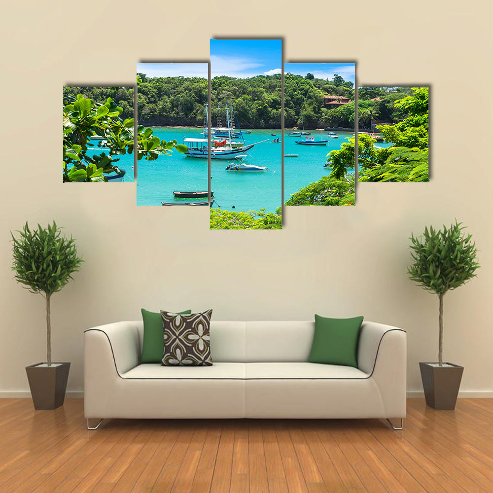Scene Of A Lagoon In Buzios LandscapeIn Rio De Janeiro, Brazil, Multi Panel Canvas Wall Art