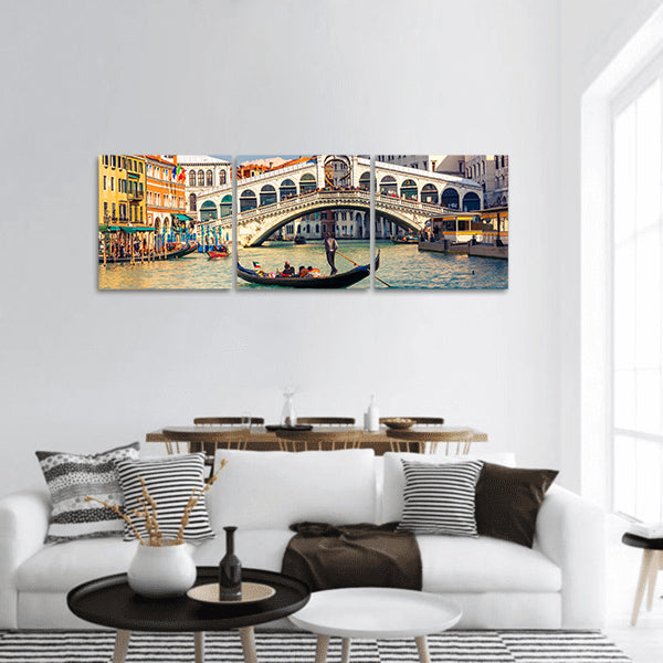 Gondola near Rialto Bridge in Venice, Italy Panoramic Canvas Wall Art