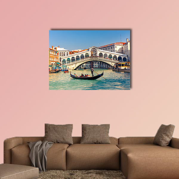 Gondola near Rialto Bridge in Venice, Italy multi panel canvas wall art