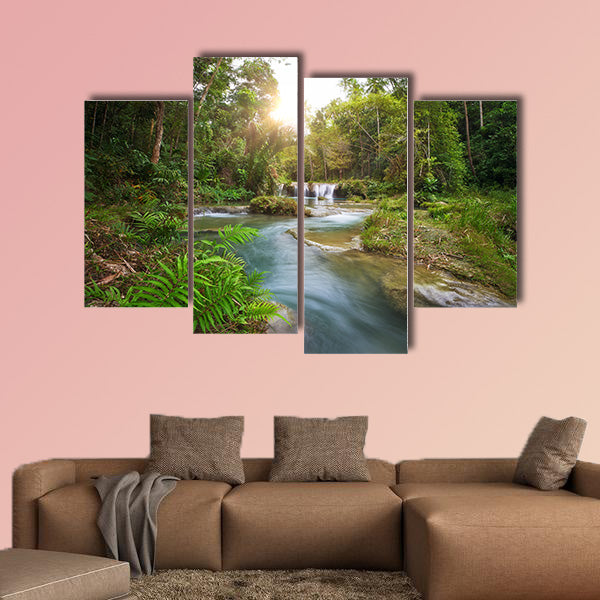 Deep forest waterfall National Park island of Siquijor, Philippines multi panel canvas wall art