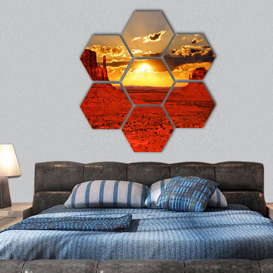 Sunrise over iconic Monument Valley, Arizona, USA hexagonal canvas wall art