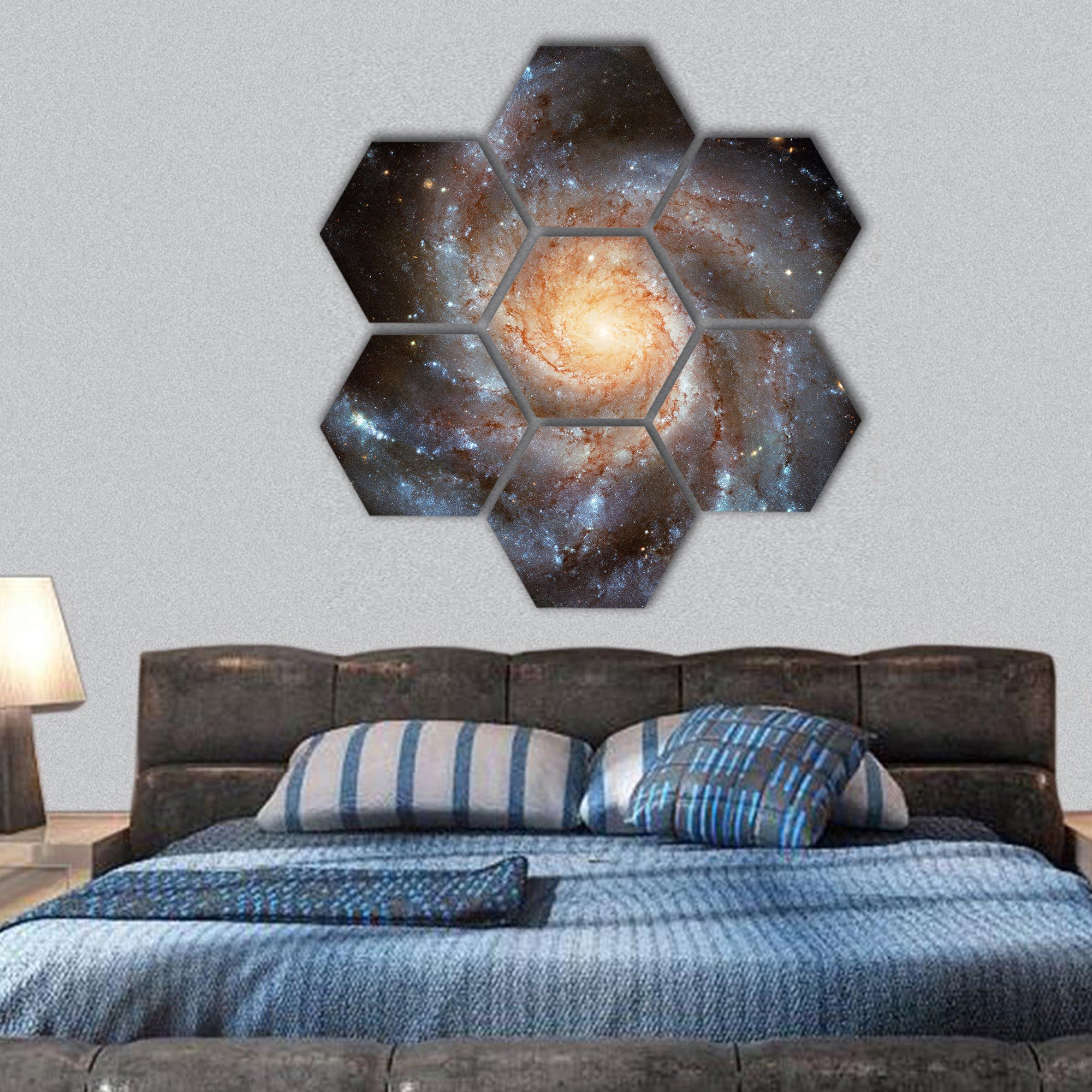 This giant spiral disk of stars hexagonal canvas wall art