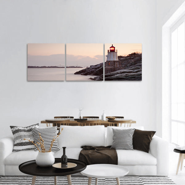 Castle Hill Lighthouse at sunrise in Newport, Rhode Island Panoramic Canvas Wall Art