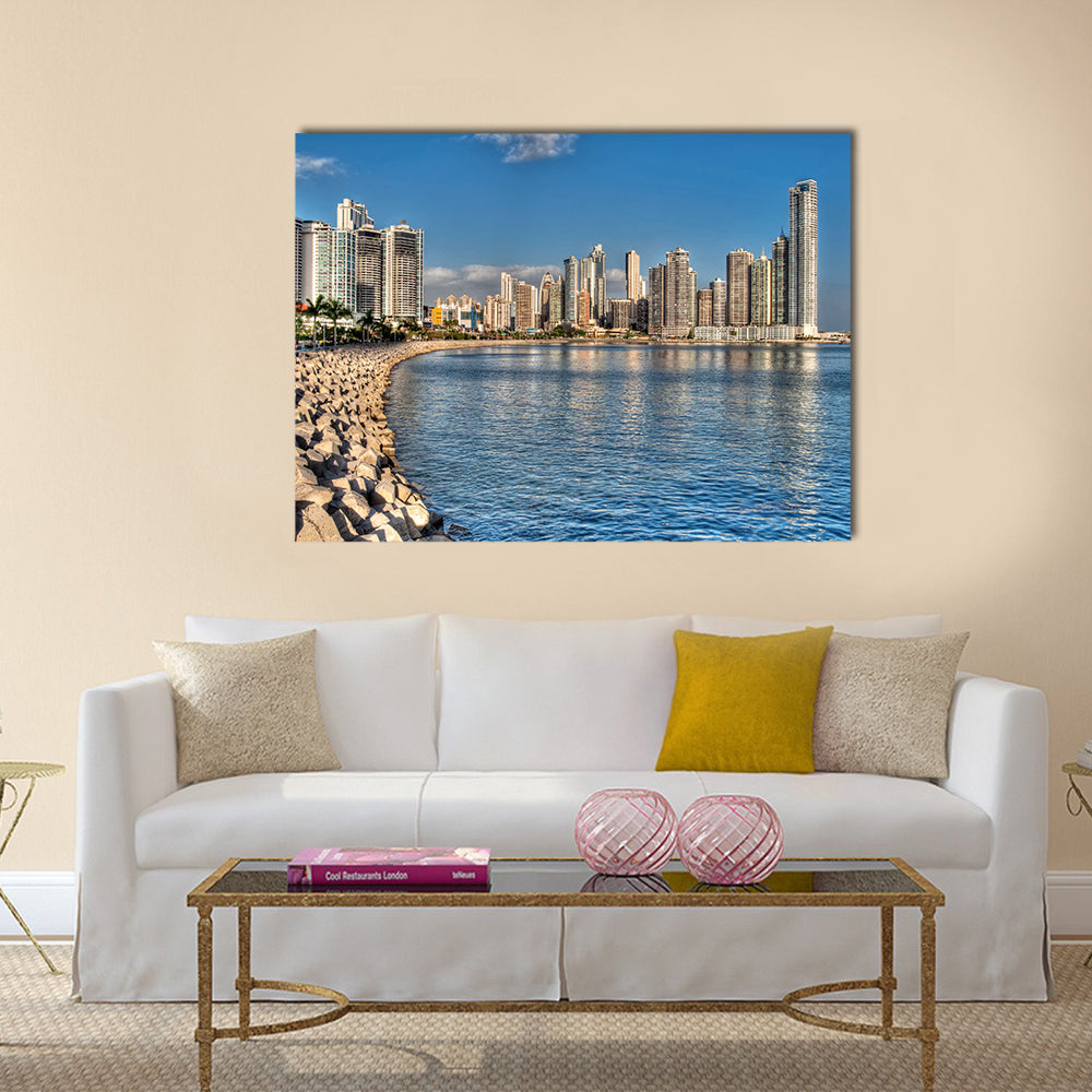 Panama City skyline and the Panama Bay multi panel canvas wall art