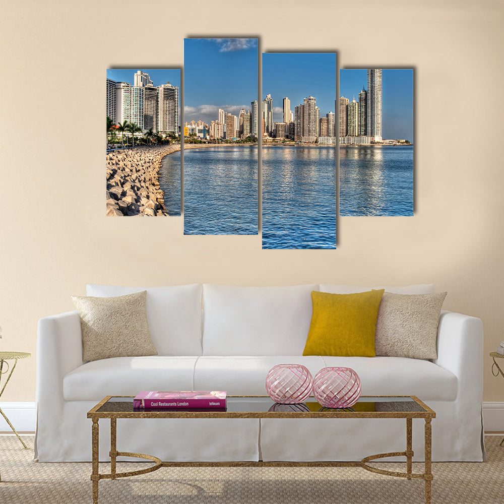 Panama City skyline and the Panama Bay multi panel canvas wall art