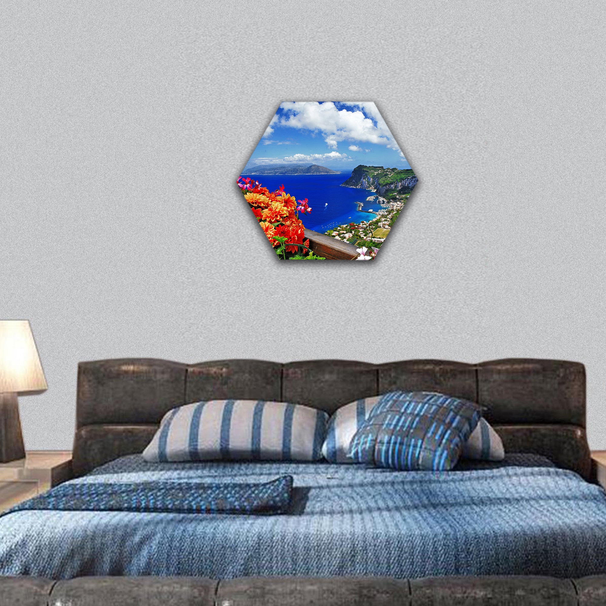 Scenic Capri island, Italy hexagonal canvas wall art